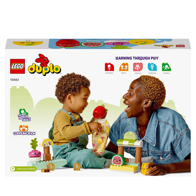 LEGO DUPLO My First Organic Market, Fruit and Vegetables Toy Food Set, Learn Numbers, Stacking Educational Toys for Toddlers 18 Months - 3 Years Old 10983