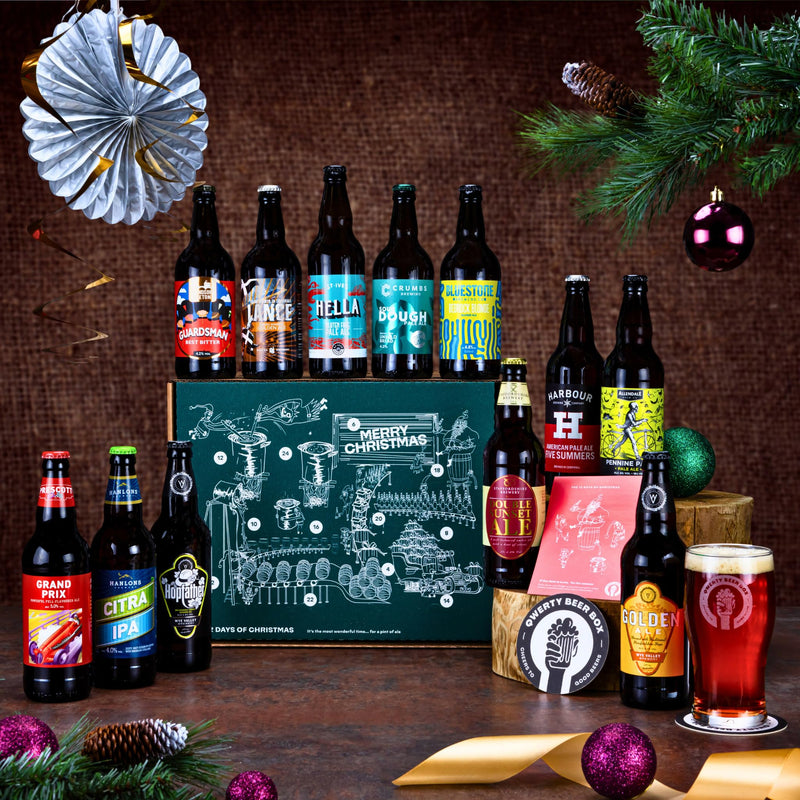 Premium British Real Ale Craft Beer Advent Calendar Beer Gift Set - Mixed Taster Selection - 12 x 500ml Bottle Pack - Premium Authentic Beer by UK Craft Breweries - Christmas 2024 Advent Calendar Men - Gift Guide