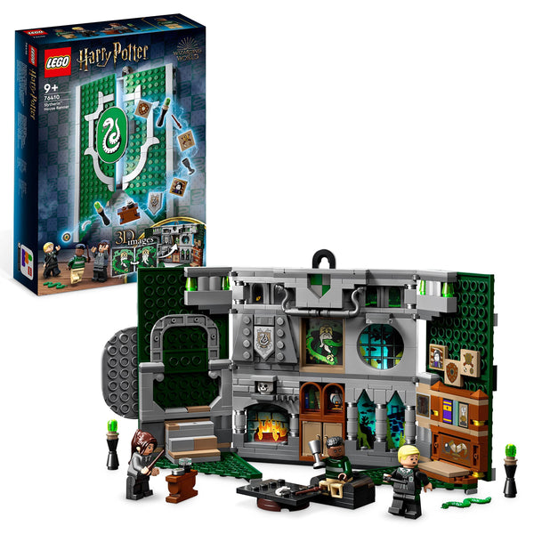 LEGO 76410 Harry Potter Slytherin House Banner Set, Hogwarts Castle Common Room Toy or Wall Display, Collectible Travel Toy with Draco Malfoy Minifigure