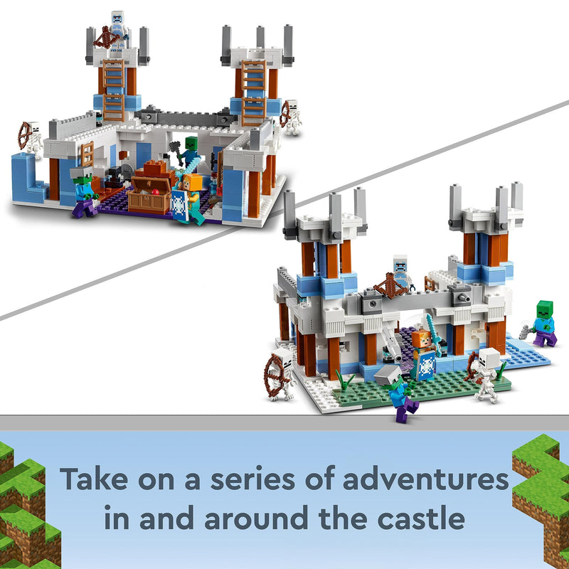 LEGO 21186 Minecraft The Ice Castle Toy, Gaming Set with Royal Warden, plus Zombie and Skeleton Mobs Figures, Birthday Gift Idea for Kids, Boys and Girls Aged 8 Plus