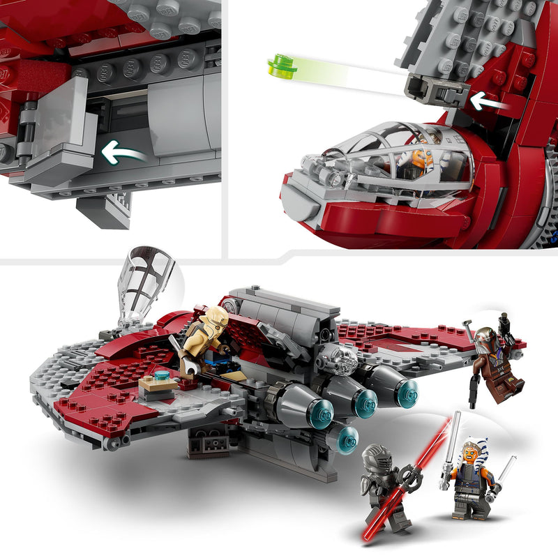 LEGO Star Wars Ahsoka Tano's T-6 Jedi Shuttle Set, Buildable Toy Starship for 9 Plus Year Old Boys & Girls, with 4 Minifigures incl. Sabine Wren and Marrok with Lightsabers, Ahsoka Series Gift 75362
