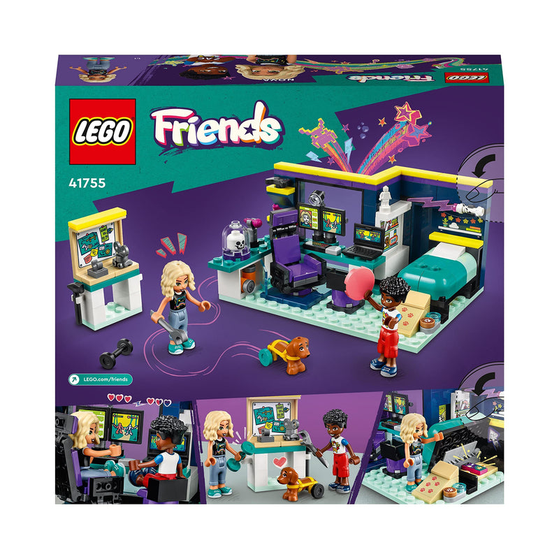 LEGO Friends Nova's Room Gaming Themed Bedroom Playset, Collectible Toy with Zac Mini-Doll and Pickle the Dog, Small Gift Idea for Kids 6+, 2023 Characters 41755