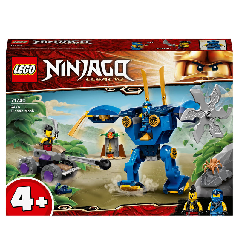 LEGO 71740 NINJAGO Legacy Jay’s Electro Mech Toy, Action Figure for Toddlers 4 + Years Old Kids, with Spider & Ninja Car