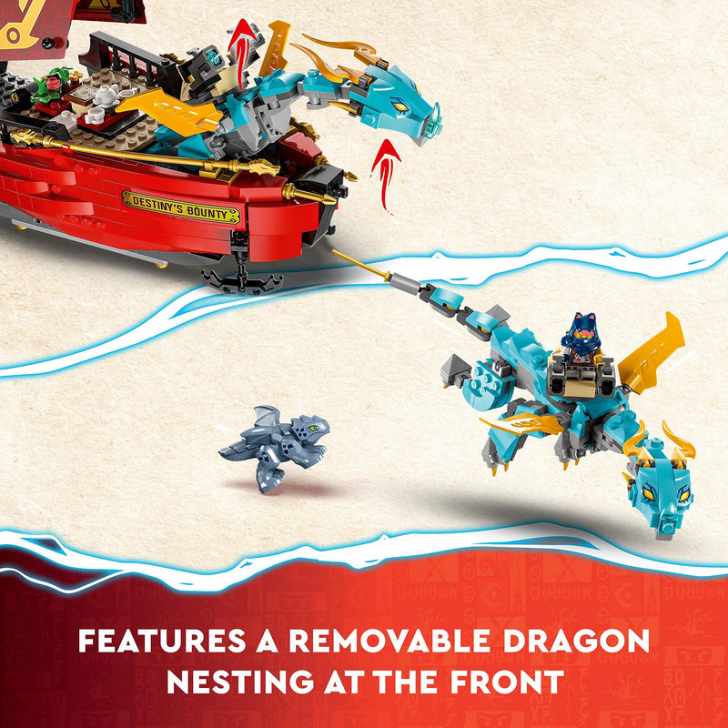 LEGO NINJAGO Destiny's Bounty - Race Against Time, Ninja Air Ship Toy Set with 2 Dragon Figures & 6 Minifigures, Vehicle Set, Birthday Gift Idea for 9 Plus Year Old Kids, Boys & Girls 71797