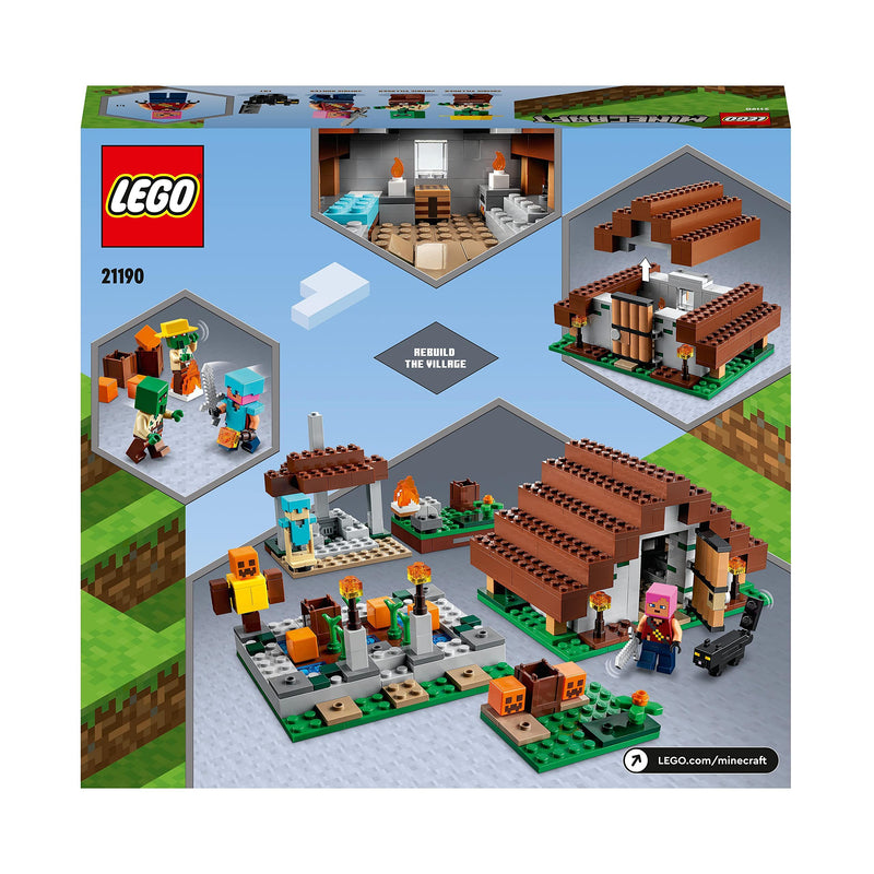 LEGO 21190 Minecraft The Abandoned Village Construction Set With Zombie Hunter Campsite, Workshop, House and Farm Toy, Plus Villager and Cat Figures, Creative Gifts for Kids, Boys & Girls