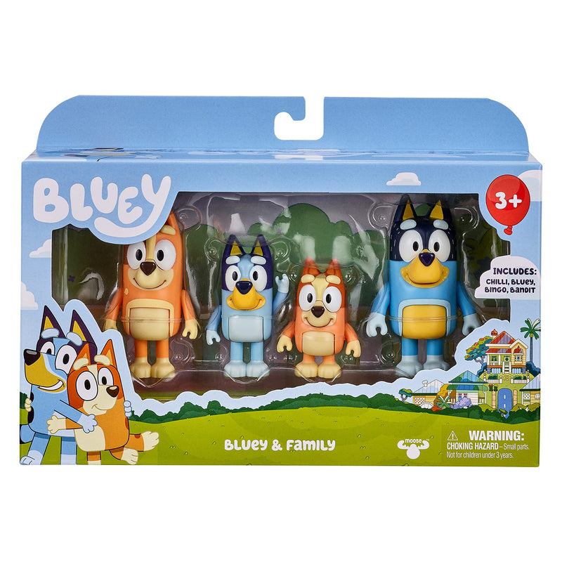 Bluey Figurines, Multicoloured, Family 4-pack (Original Version)