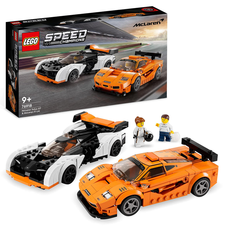 LEGO Speed Champions McLaren Solus GT & McLaren F1 LM Set, 2 Iconic Race Car Toys for 9 Plus Year Old Boys & Girls, Hypercar Model Building Kit, Collectible Gift for Kids 76918