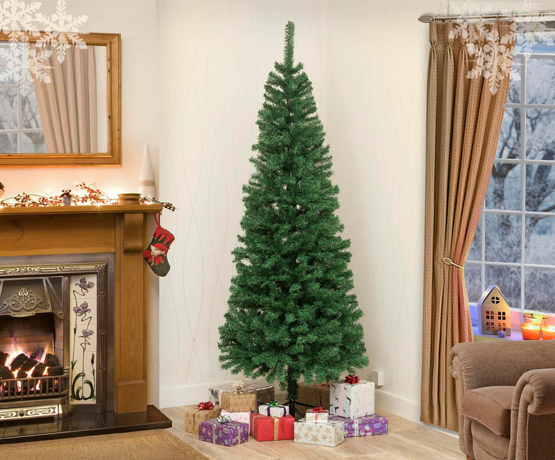 GSD Colorado Chrtistmas Xmas Tree - Green, Grey, Black, White, Frosted or Flocked (150cm (5ft), Slim Colorado - Green) - Gift Guide