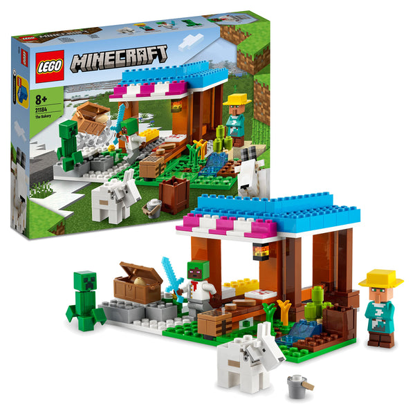 LEGO 21184 Minecraft The Bakery Modular Farm Village Building Set, Gift for Kids, Boys & Girls Aged 8 Plus with Diamond Toy Sword, Creeper & Goat Animal Figures