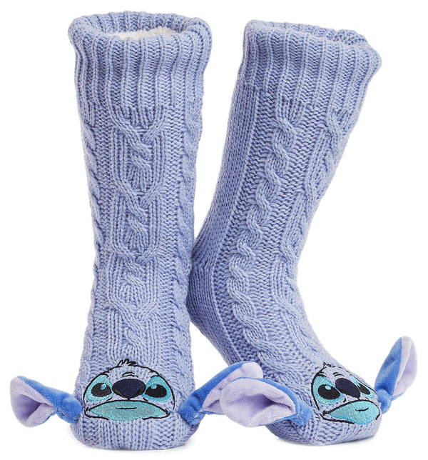 Disney Women's Slippers Socks Fluffy Slipper Socks (Purple Stitch) - Gift Guide