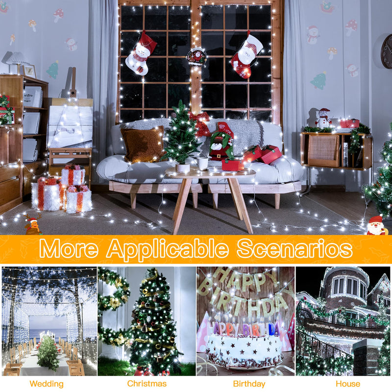 Ollny Outdoor Fairy String Lights - 80m 800 LED Long Cool White Waterproof Christmas Decoration Lights Mains Powered Plug in with Remote/Timer 8 Modes for Outside/Garden/Indoor/Wedding - Gift Guide