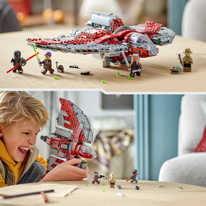 LEGO Star Wars Ahsoka Tano's T-6 Jedi Shuttle Set, Buildable Toy Starship for 9 Plus Year Old Boys & Girls, with 4 Minifigures incl. Sabine Wren and Marrok with Lightsabers, Ahsoka Series Gift 75362