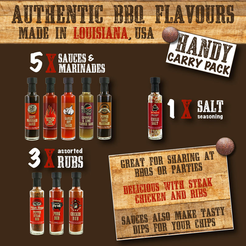 Kimm & Miller BBQ Sauce Gift Set with 9 Authentic Louisiana Steak Sauces, BBQ Rubs, BBQ Marinades & More - Fun BBQ Gifts & Cooking Gifts for Men & Women - Gift Guide