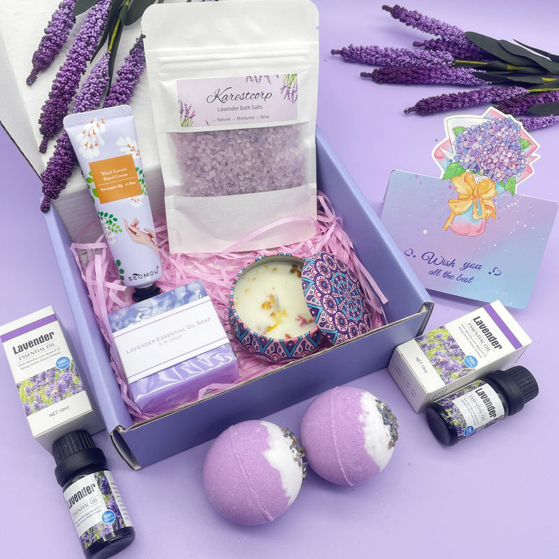 Bath Set Pamper Gifts For Women, Birthday Gifts For Her, Lavender Skin Care Gifts Ideas For Mum, Best Friend, Sister, Relaxation SPA Ladies Self Care Hampers, Female Anniversary Birthday Presents - Gift Guide