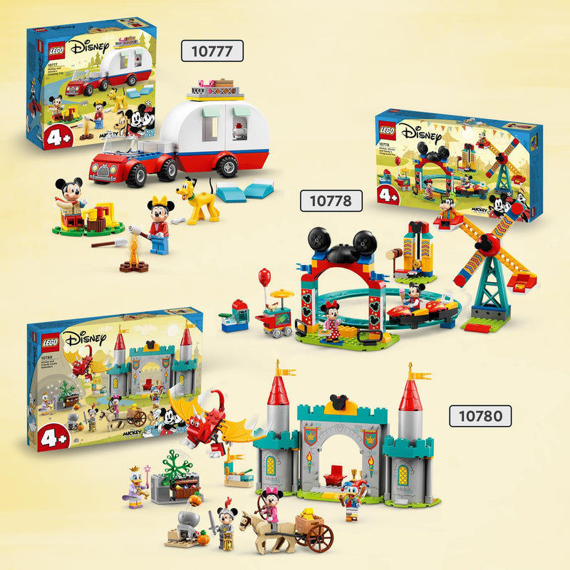 LEGO 10777 Disney Mickey Mouse and Minnie Mouse's Camping Trip Building Toy with Camper Van, Car & Pluto Figure, for Kids 4 Plus Years Old