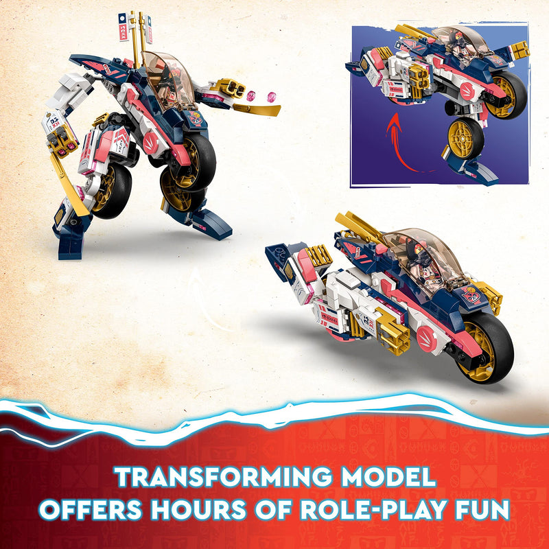 LEGO NINJAGO Sora's Transforming Mech Bike Racer, 2in1 Set with Transforming Mech Action Figure to Ninja Motorbike Toy for 8 Plus Year Old Kids, Boys, Girls, Includes 3 Minifigures, Gift Idea 71792