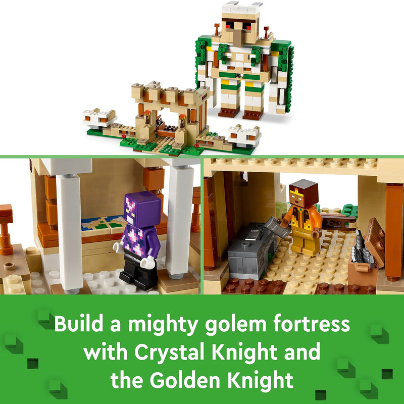 LEGO Minecraft The Iron Golem Fortress, Buildable Castle Toy which Transforms into Large Figure, with 7 Characters includ. Crystal Knight, Skeleton Horsemen and a Charged Creeper 21250