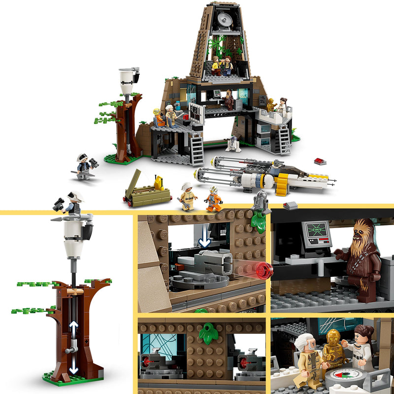 LEGO Star Wars: A New Hope Yavin 4 Rebel Base Set with 10 Minifigures including Luke Skywalker, Princess Leia, Chewbacca, plus 2 Droid Figures, Y-Wing Starfighter and Command Room 75365