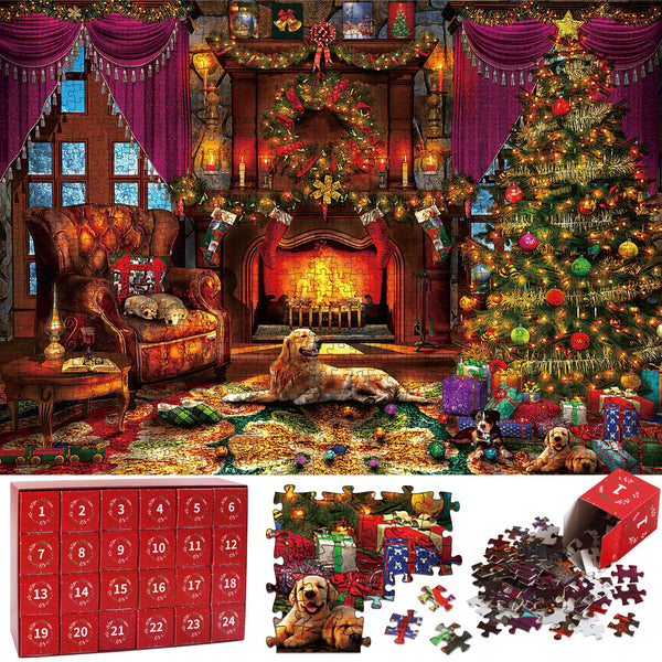 Advent Calendar 2024 Christmas Jigsaw Puzzle - 24 Boxes 1008 Pieces Holiday Puzzle Gift for Kid Adult Christmas Countdown Puzzle Toy Gift Christmas Home Fireplace Decoration - Gift Guide