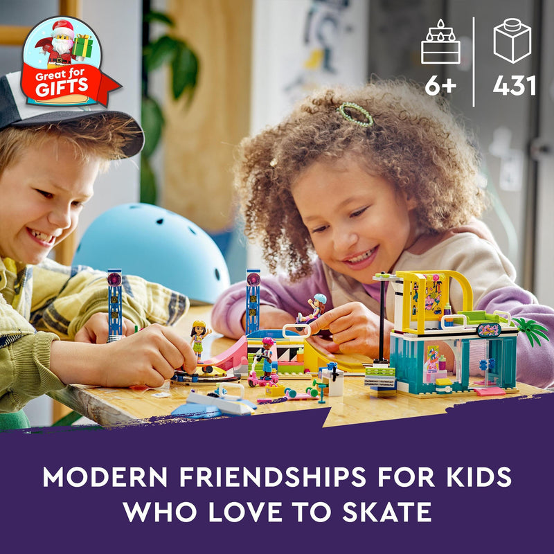LEGO 41751 Friends Skate Park, Skateboard Toys for Kids, Girls and Boys Aged 6 Plus, Mini-Doll Playset with Toy Scooter and Wheelchair, Birthday Gift Idea, 2023 Characters