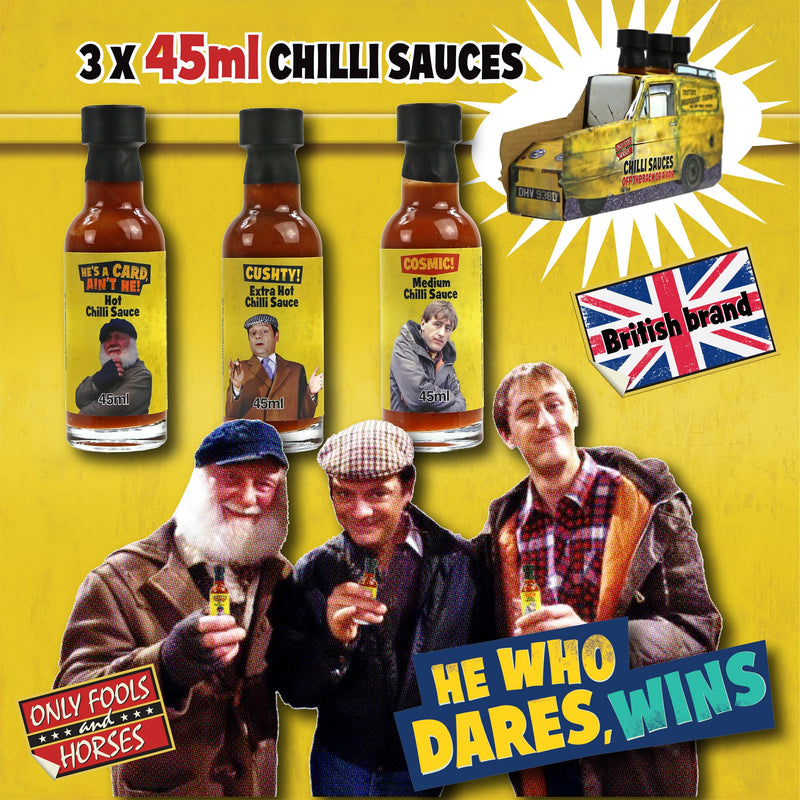 Kimm & Miller Only Fools and Horses Hot Sauce Gift Set - Novelty Chilli Sauce Gifts for Men with 3 x 45ml Bottles - Great Mens Gift Set & Dad Birthday Gifts