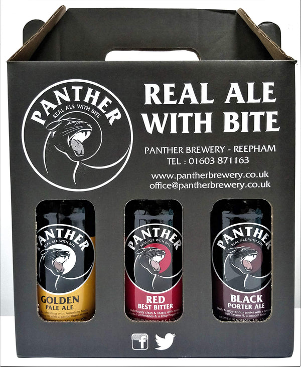 Panther Brewery 3 x 500ml Bottle Gift Pack (Red, Golden, Black) Real Ale