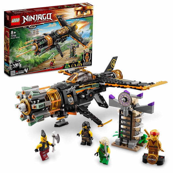 LEGO 71736 NINJAGO Legacy Boulder Blaster Aeroplane Toy with Prison and Collectible Gold Ninja Kai Figure, Gifts for Boys & Girls