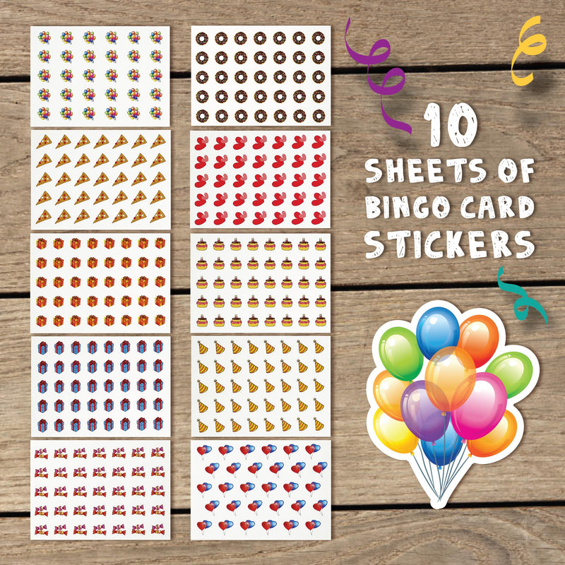 Birthday Bingo Party Game for Children Adults - Premium Quality Bingo Calling Cards Pre-Cut for up to 40 Games and Winner Certificates - Party Favour Supplies, School Classroom Games, Family Activity