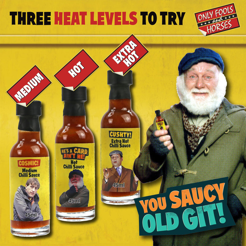 Kimm & Miller Only Fools and Horses Hot Sauce Gift Set - Novelty Chilli Sauce Gifts for Men with 3 x 45ml Bottles - Great Mens Gift Set & Dad Birthday Gifts