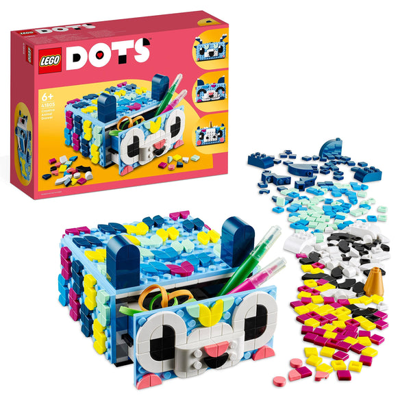 LEGO 41805 DOTS Creative Animal Drawer Toy Mosaic Kit for Children with Tiles, DIY Jewellery Storage Box or Desk Tidy, Kids Craft Kit, Gift Idea