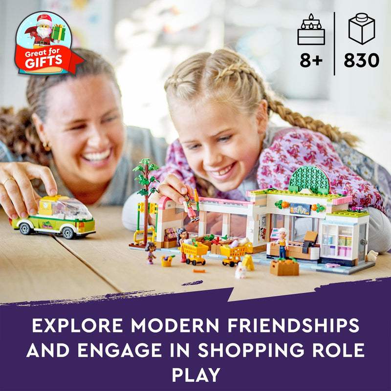 LEGO 41729 Friends Organic Grocery Store, Supermarket Toy Shop for Kids, Girls and Boys 8 Plus Years Old, Playset with Truck & 4 Mini-Dolls, 2023 Series Characters