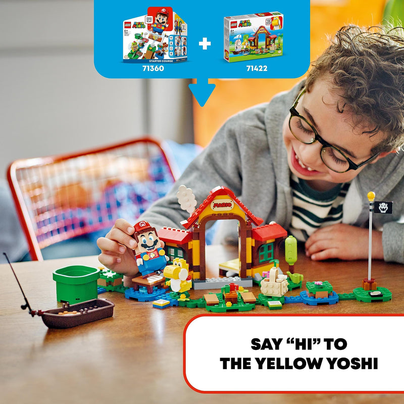 LEGO Super Mario Picnic at Mario's House Expansion Set, Buildable Toy with Yellow Yoshi Figure, Gift Idea for Kids, Boys, Girls Aged 6 Plus, Combine with Starter Course 71422