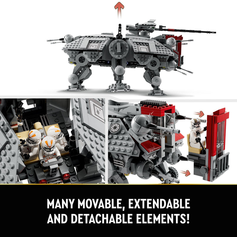 LEGO Star Wars AT-TE Walker Poseable Toy, Revenge of the Sith Set, Gift for Kids, Boys & Girls, with 3 212th Clone Troopers, Dwarf Spider & Battle Droid Figures 75337