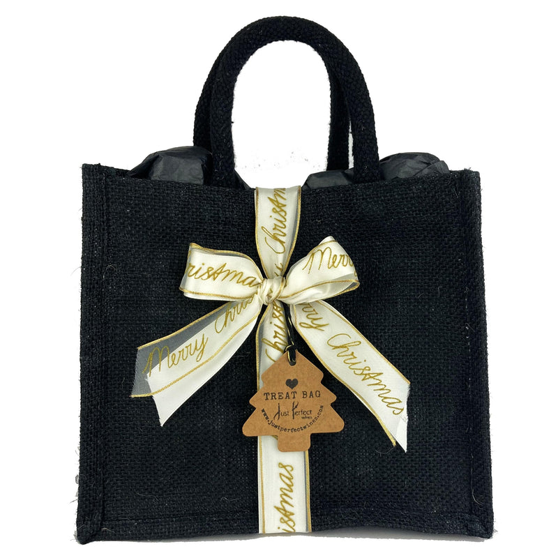 Christmas Non Alcoholic Sparkling Wine Mini Treat Bag Hamper: 2 x Alcohol Free 200ml, Passion Fruit Syrup 50ml, Truffles Jute Gift Set (Non Alcoholic 2)
