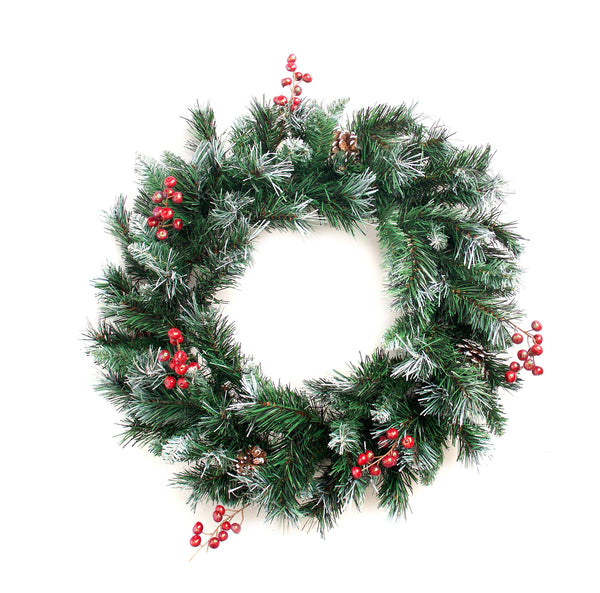 Best Artificial Deluxe Frosted Christmas Wreath with Pine Cones & Winter Red Berries (60cm Wreath) - Gift Guide