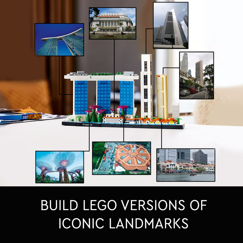 LEGO Architecture Singapore Model Building Set for Adults, Skyline Collection, Collectible Crafts Construction, Home Décor Gift Idea for Men, Women, Husband, Wife, Him or Her 21057