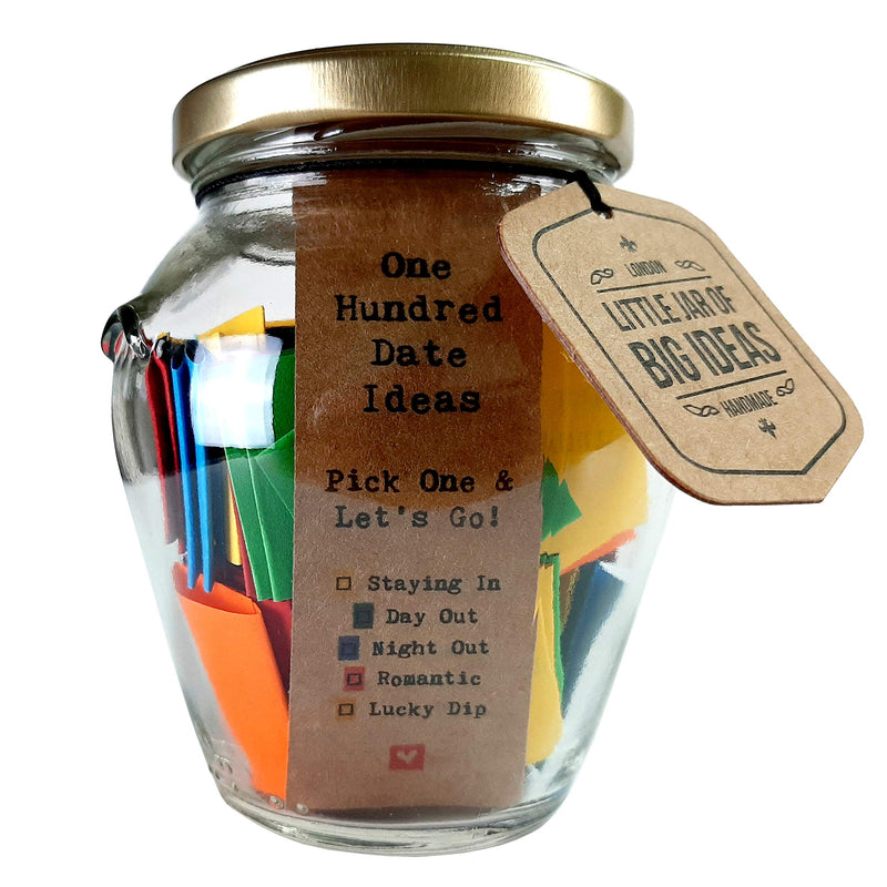 Little Jar of Big Ideas® - 100 Date Ideas - Pick One & Let's Go - Unique Thoughtful Gift - Memorable Gift - Unique Present - Artisan Handcrafted Gift (Standard) - Gift Guide