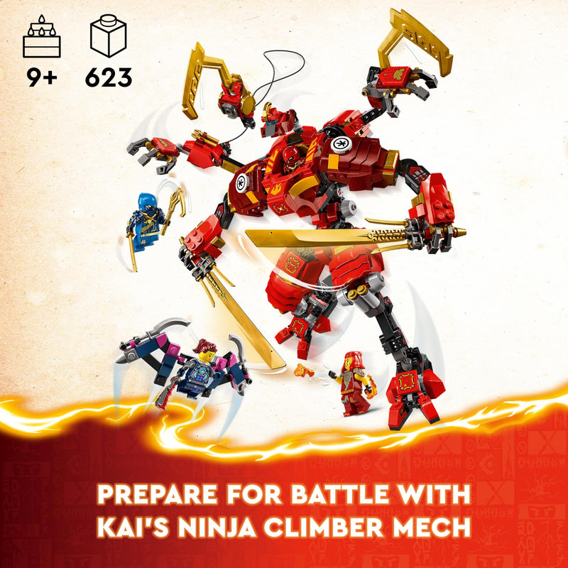 LEGO NINJAGO Kai’s Ninja Climber Mech Toy Set, Buildable Action Figure for 9 Plus Year Old Boys, Girls & Kids with 4 Character Minifigures Incl Kai for Independent Play, Birthday Gift Idea 71812