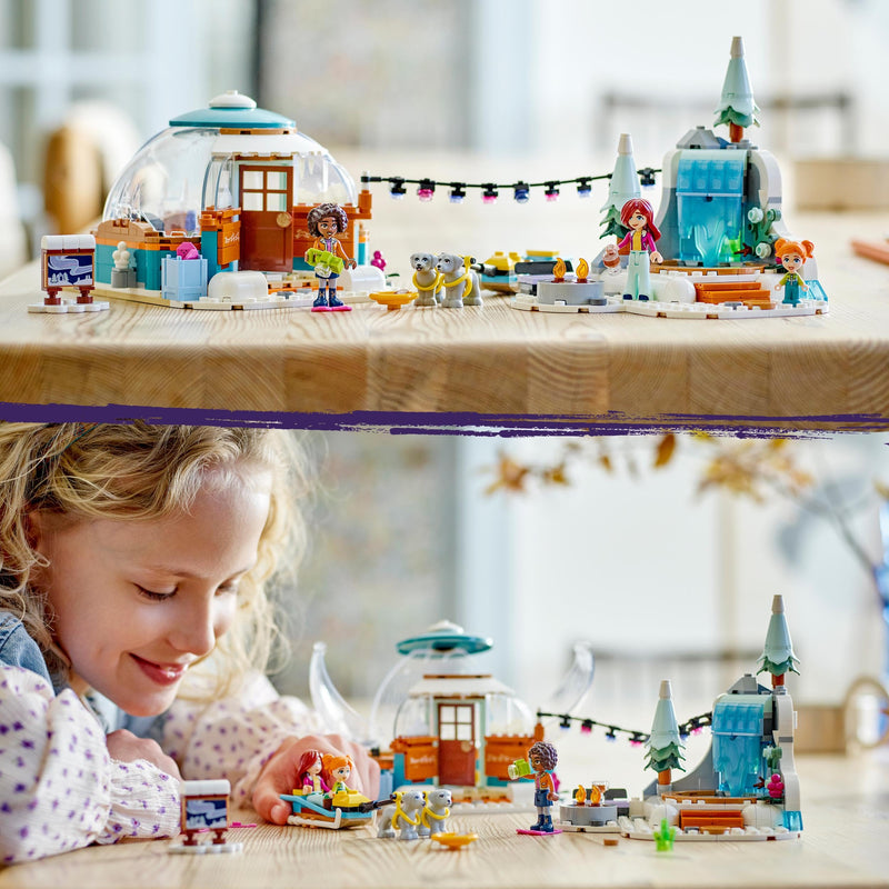 LEGO Friends Igloo Holiday Adventure Playset with Glamping Tent, 2 Sled Dogs, Mini-Dolls and Accessories, Winter Imaginative Play Toys for Girls, Boys, Kids Aged 8 and Up 41760