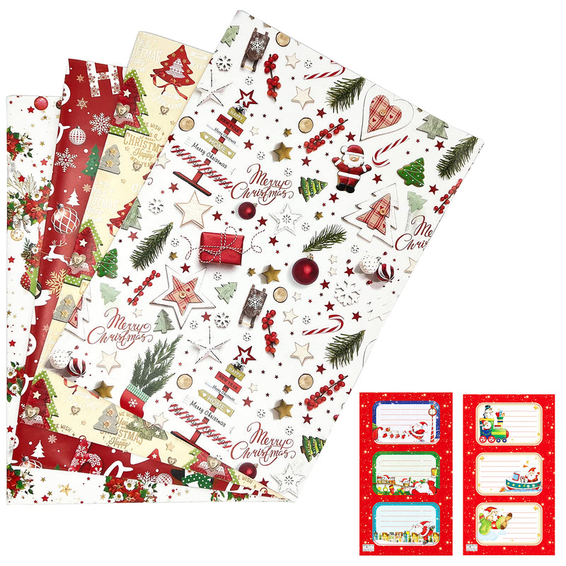 ARKRAFT christmas wrapping paper set of 4 sheets size 34 x 25 inch for gift pack (Nat3) - Gift Guide