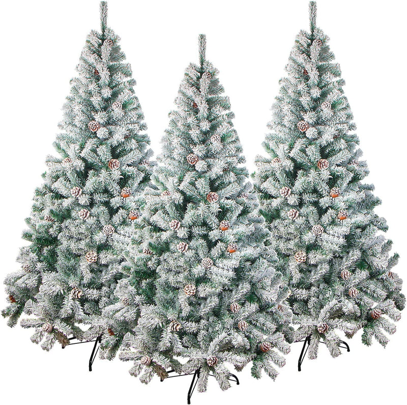 LOKIPA Snow Flocked Christmas tree,6ft Artificial Christmas Tree with Pine Cones and 700 Flocked Tips for Christmas Decorations - Gift Guide