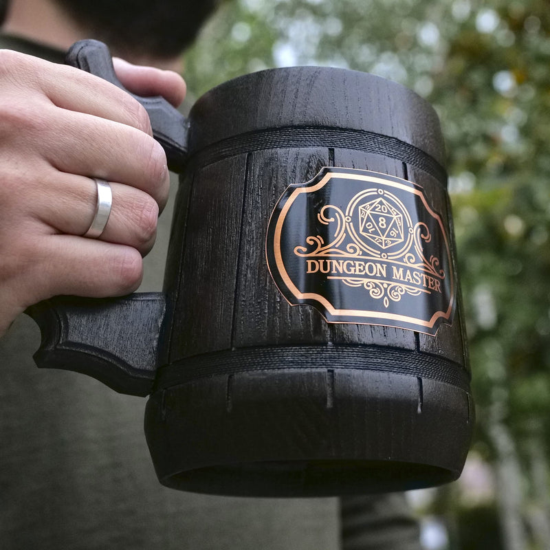 Dungeon Master Mug. Gamer Mug. Wooden Beer Tankard Made in Ukraine. Gift for Boyfriend. Wood Stein Dungeons and Dragons Mug. Wooden Mug. D&D Tankard. Geek Gift for Gamer/for Him. 0.6L 22 ounces