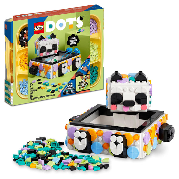 LEGO DOTS Cute Panda Tray 41959 DIY Craft Kit; A Personalised Storage Idea for Arts-And-Crafts Fans; A Creative Toy Activity That Encourages Unique Designs and Is a Fun Gift for Ages 6+ (517 Pieces)