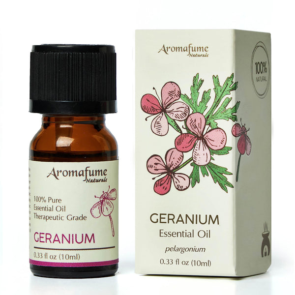 AROMAFUME Geranium Essential Oil - 100% Natural, Therapeutic Grade Essential Oils - Pure, Floral Aromatherapy Oil for Home Diffusers - Gifts for Her 10ml - Gift Guide