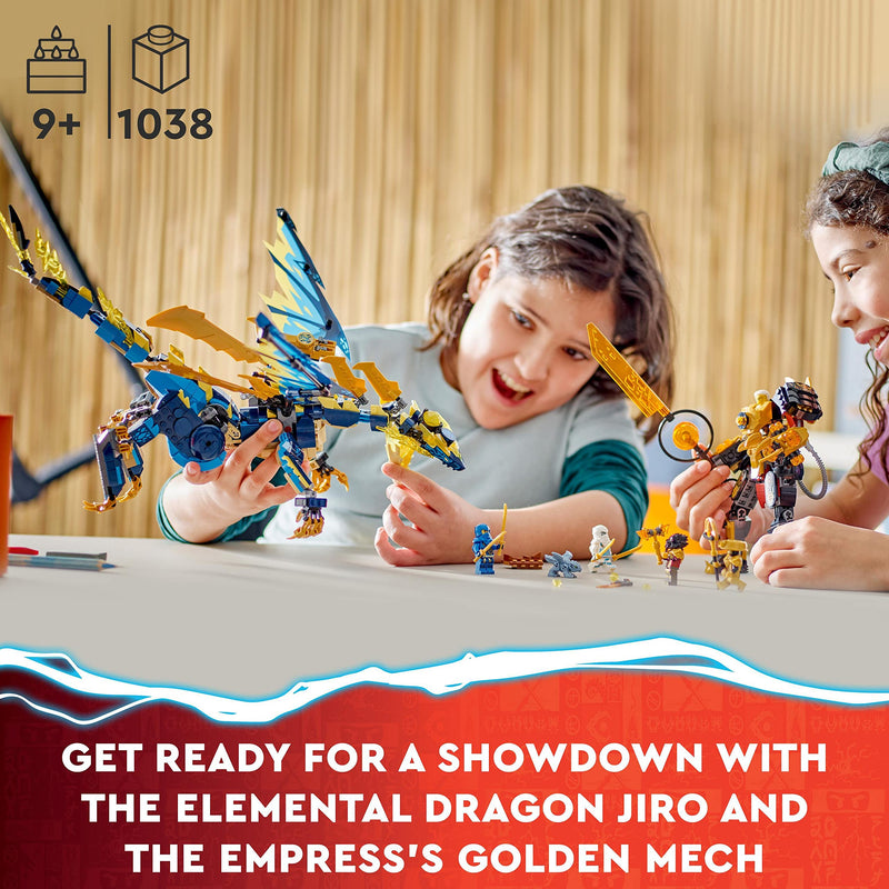 LEGO NINJAGO Elemental Dragon vs. The Empress Mech, Large Building Toy Set with Dragon Toy, Action Figure, Ninja Flyer and 6 Minifigures, Dragons Rising Series Gift for Kids, Boys, Girls 71796