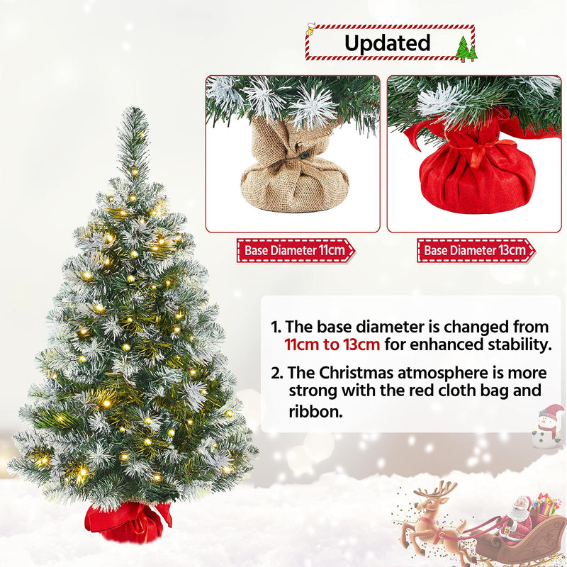 Yaheetech 3ft Artificial Christmas Tree Prelit Frosted Tabletop Mini Snow Flocked Xmas Tree Holiday Decorations for Home/Office 1Pack - Gift Guide