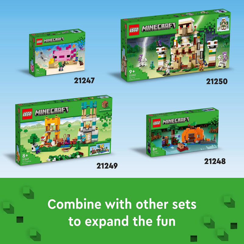 LEGO Minecraft The Axolotl House 21247 Building Toy Set, Creative Adventures at a Colorful Underwater Base, Includes a Diver Explorer, Dolphin, Drowned and More, Minecraft Toy for 7 Year Old Kids