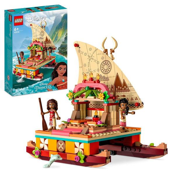 LEGO | Disney Princess Moana's Wayfinding Boat Set, Building Toy with Moana and Sina Mini-Dolls plus a Dolphin Figure, Creative Gift for Kids, Girls and Boys Aged 6 Plus 43210