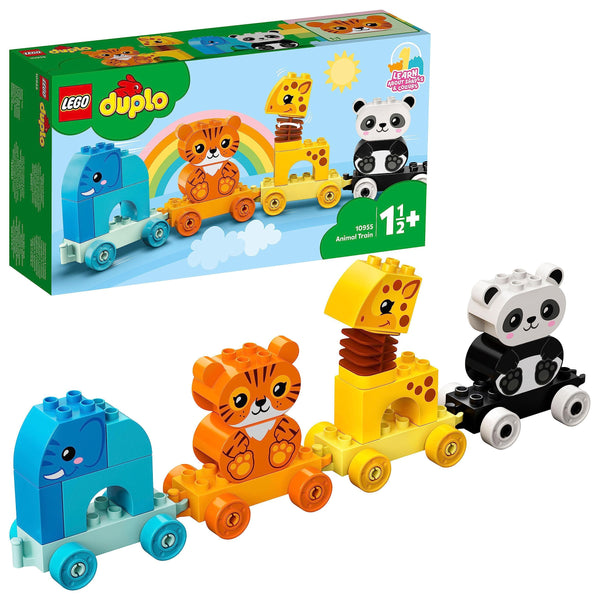 LEGO 10955 DUPLO My First Animal Train, Toys for Toddlers and Kids 1.5-3 Years Old with Elephant, Tiger, Panda and Giraffe Figures, Learning Toy