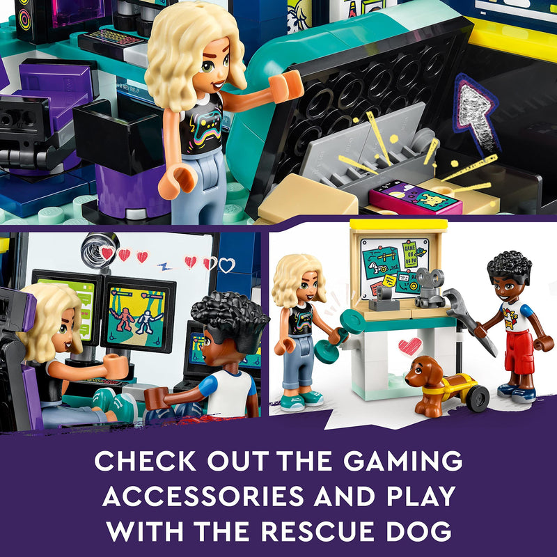 LEGO Friends Nova's Room Gaming Themed Bedroom Playset, Collectible Toy with Zac Mini-Doll and Pickle the Dog, Small Gift Idea for Kids 6+, 2023 Characters 41755